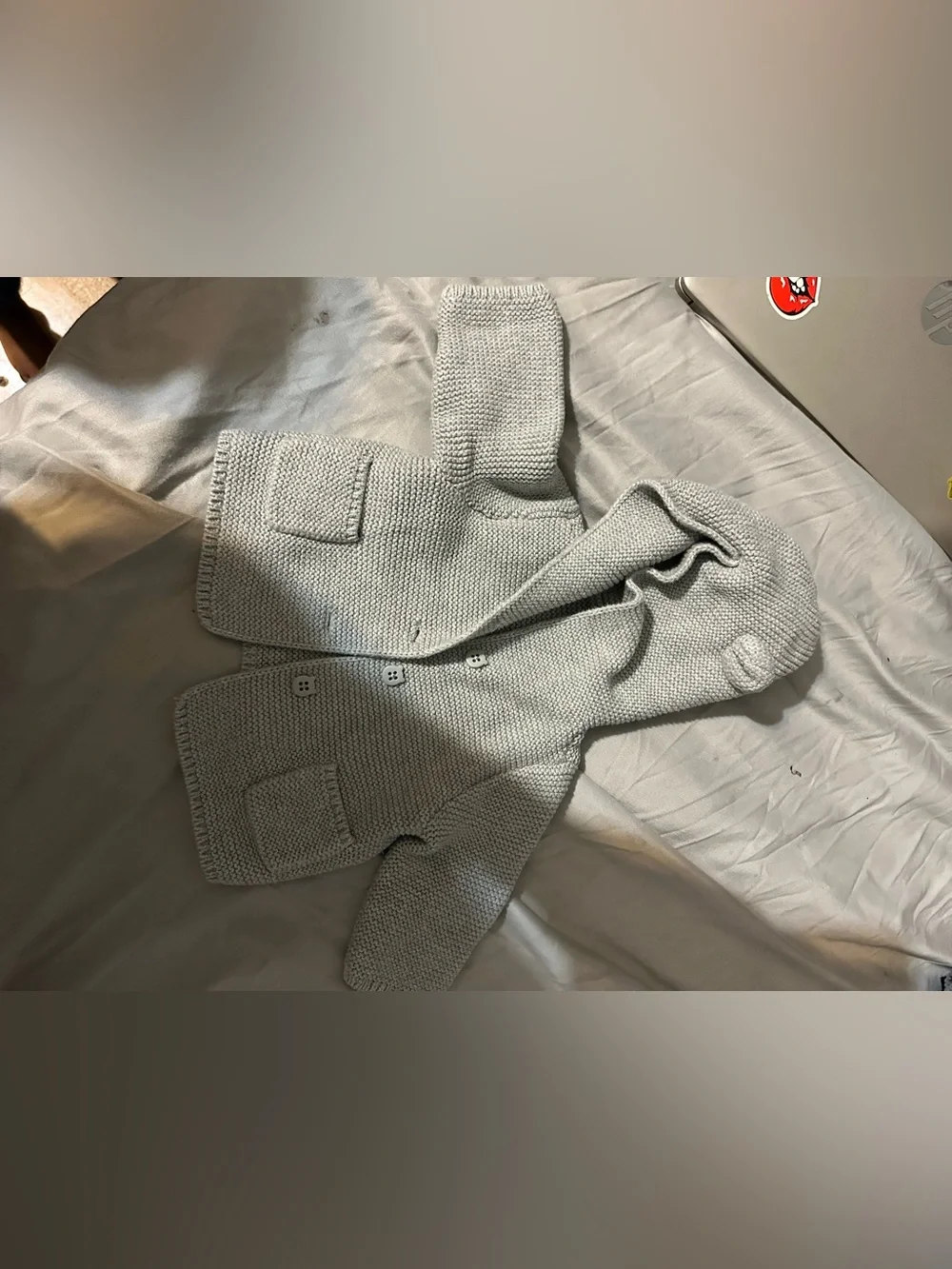 Gray Baby Knit Hooded Cardigan & Matching Pant Set